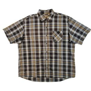 Red Head Plaid Short Sleeve Button Up Shirt Mens 2XL Cotton Casual Outdoor